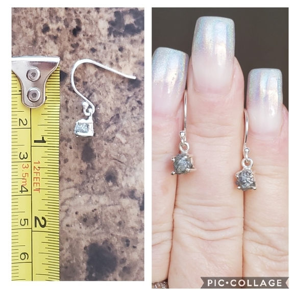 Genuine Rough Diamond (Round) Hook Earrings - Picture 6 of 6